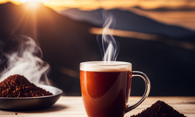 An image showcasing two vibrant, visually appealing mugs filled with steaming Rooibos tea
