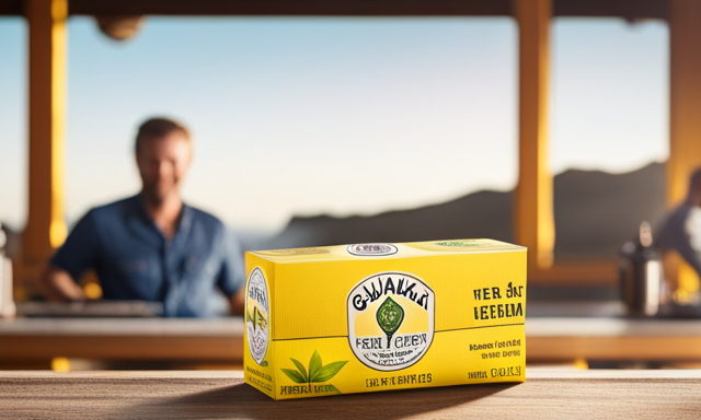 An image that showcases a vibrant display of Guayaki Yerba Mate Energy Shots in their 2 oz Lemon flavor