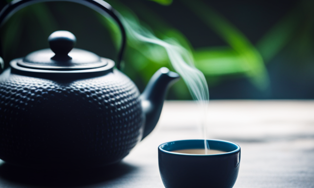 an image of a serene, mist-covered Wuyi Mountain, with vibrant green tea leaves basking in sunlight