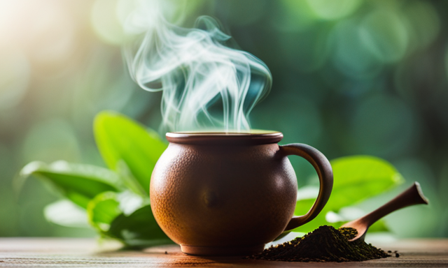 An image showcasing a steaming cup of yerba mate, enveloped in a delicate aroma