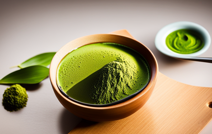 An image showcasing the journey of matcha tea, from the meticulous processing of leaves to its vibrant green color when brewed