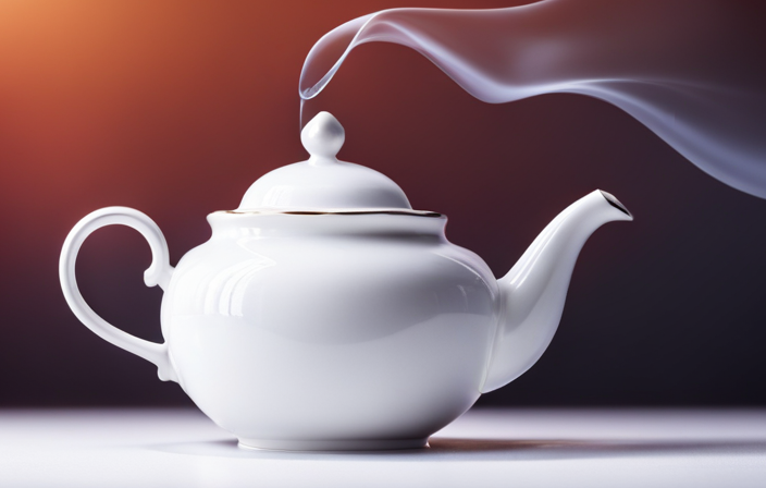 An image showcasing a porcelain teapot pouring a stream of pale, translucent white tea into a delicate, transparent teacup