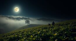 tea harvest under moonlight