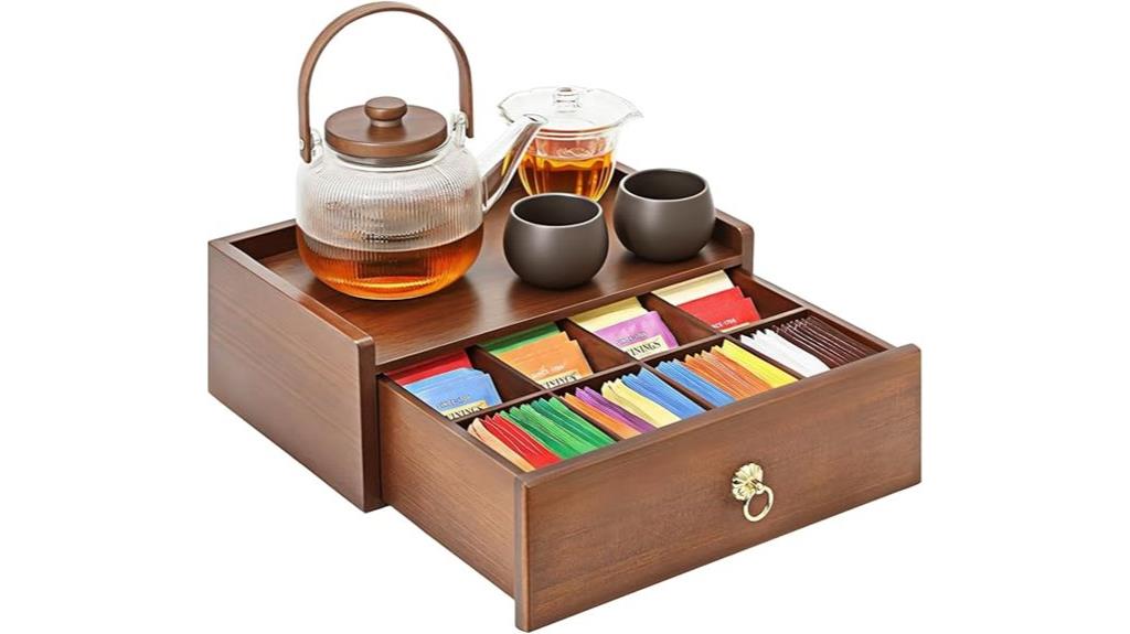 adjustable bamboo tea organizer