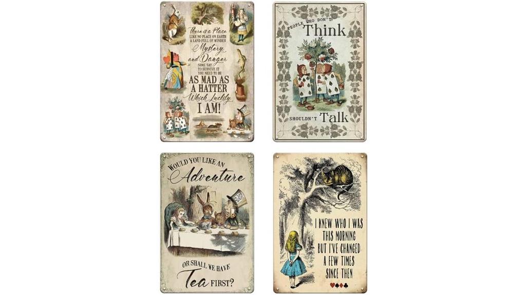 alice wonderland metal signs