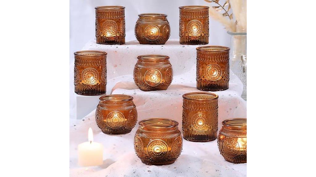 amber candle holder set