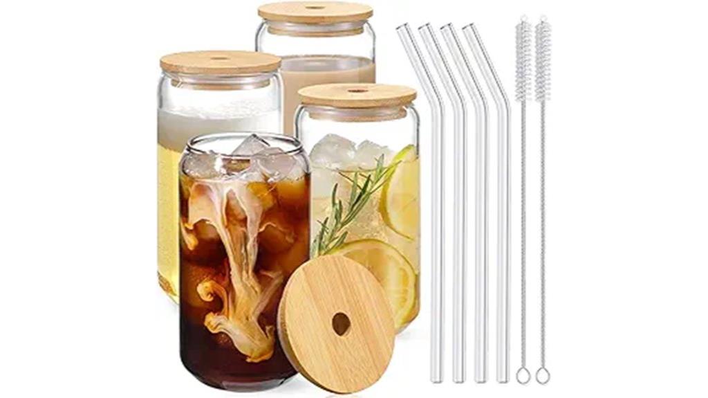 bamboo lids glass straws