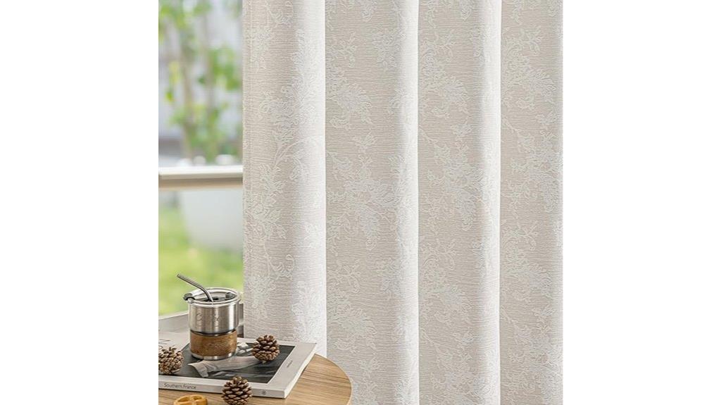 beige floral jacquard curtains