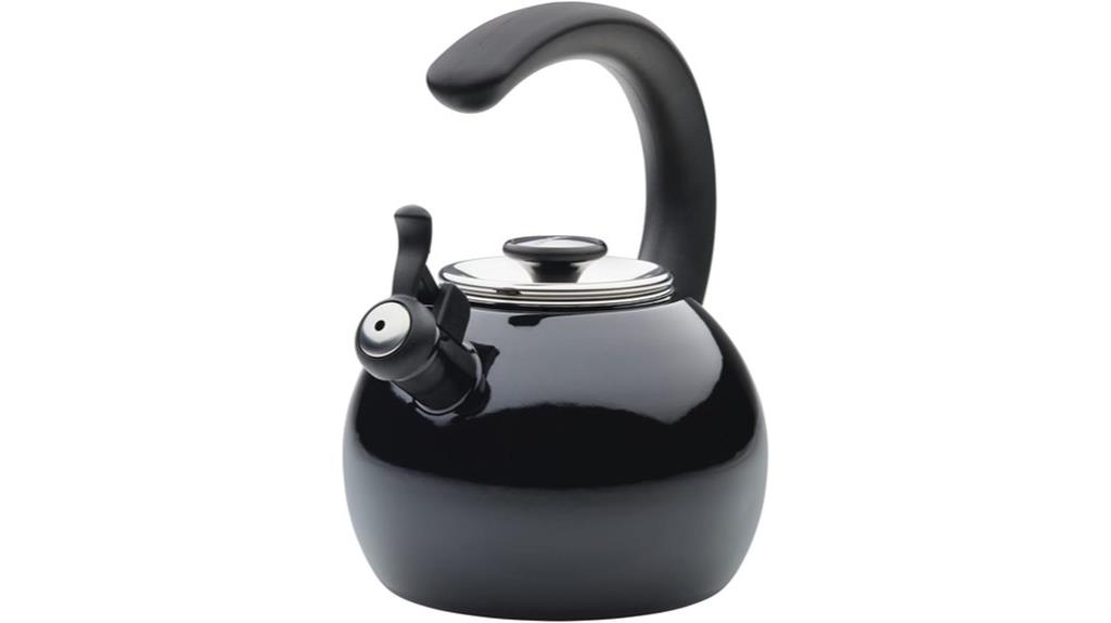 black steel whistling teapot