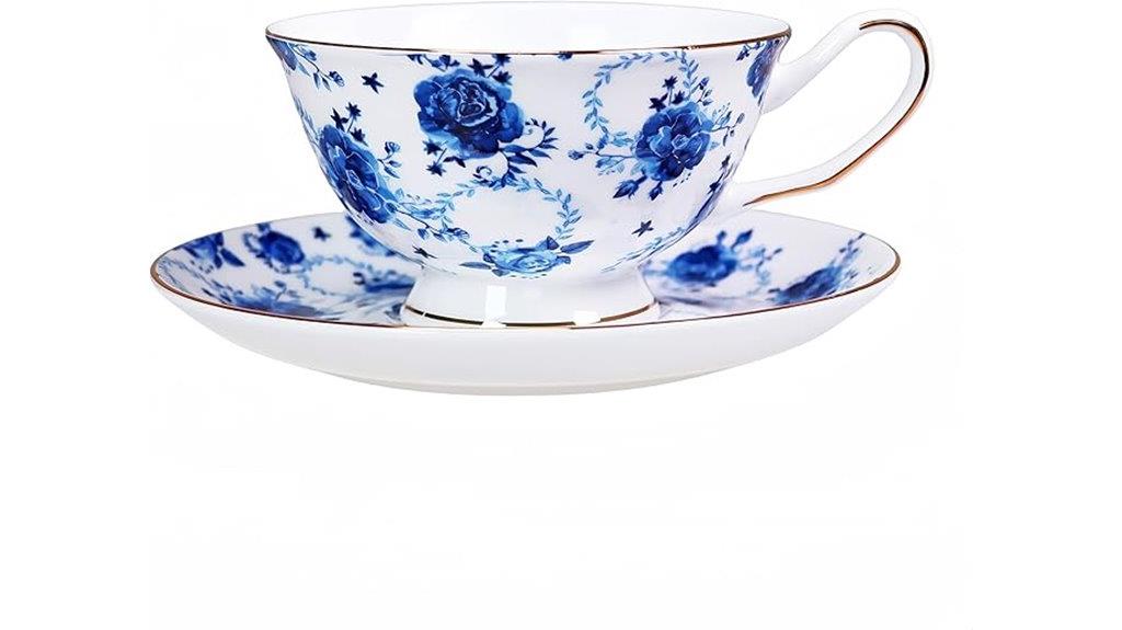 blue floral tea set