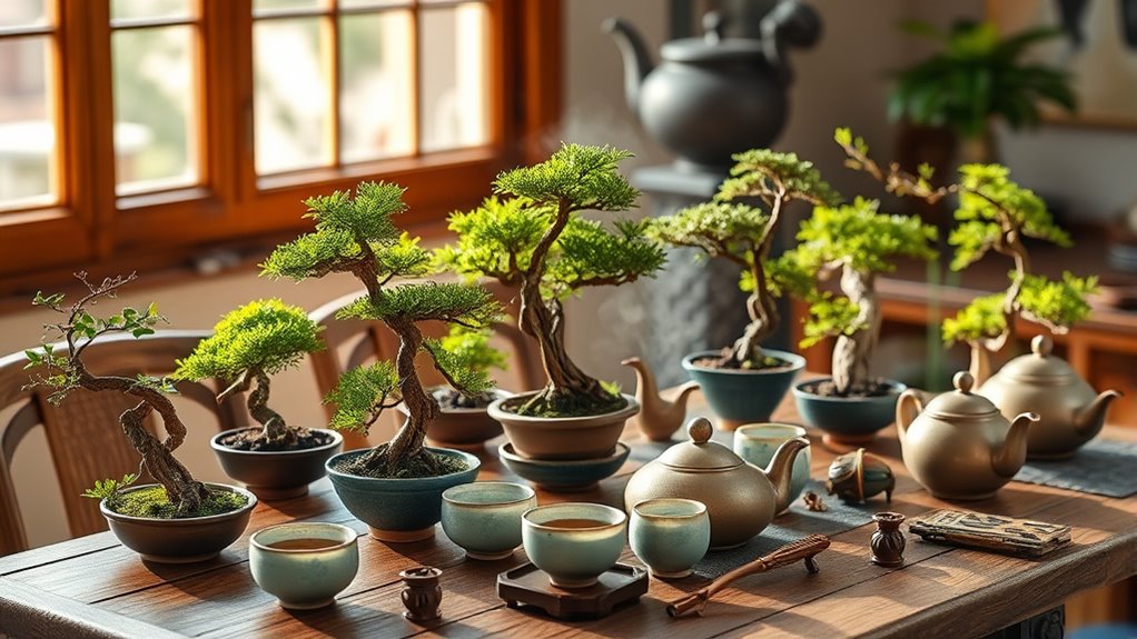 bonsai kits and tea decor
