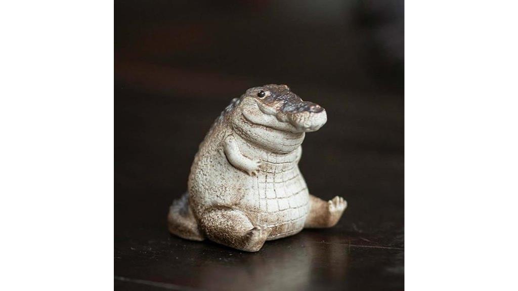 chubby crocodile tea figurine