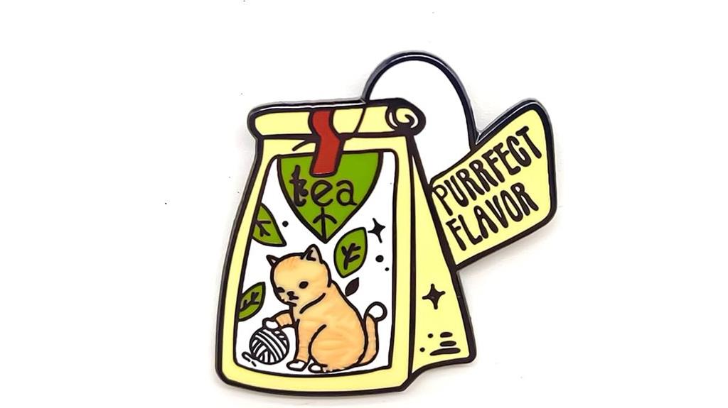 cute cat tea badge