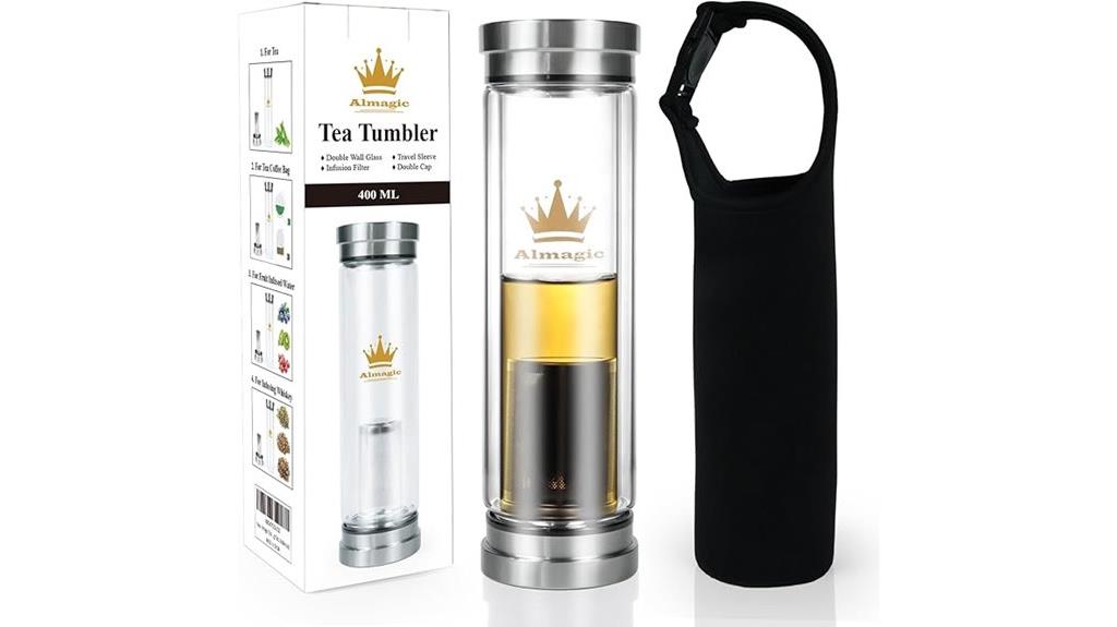 double wall glass tea tumbler