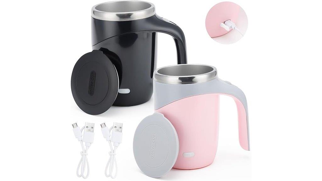 dual self stirring mug set