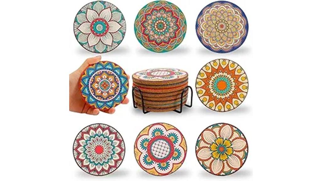eight coaster set with holder