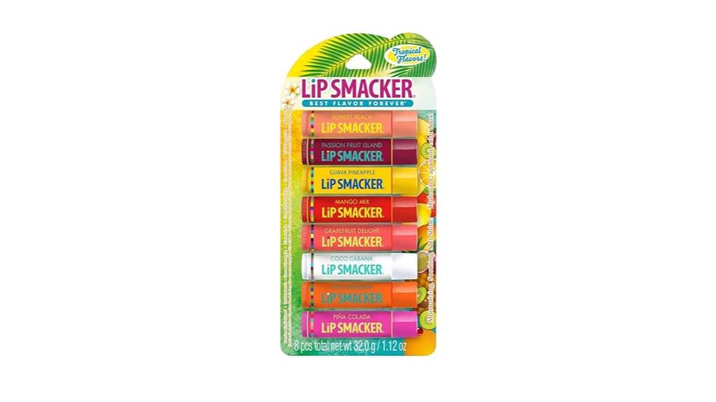 eight flavored lip balms