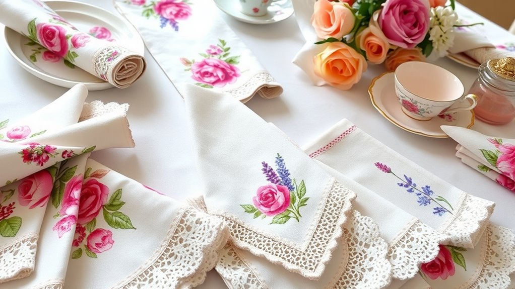 elegant floral tea napkins