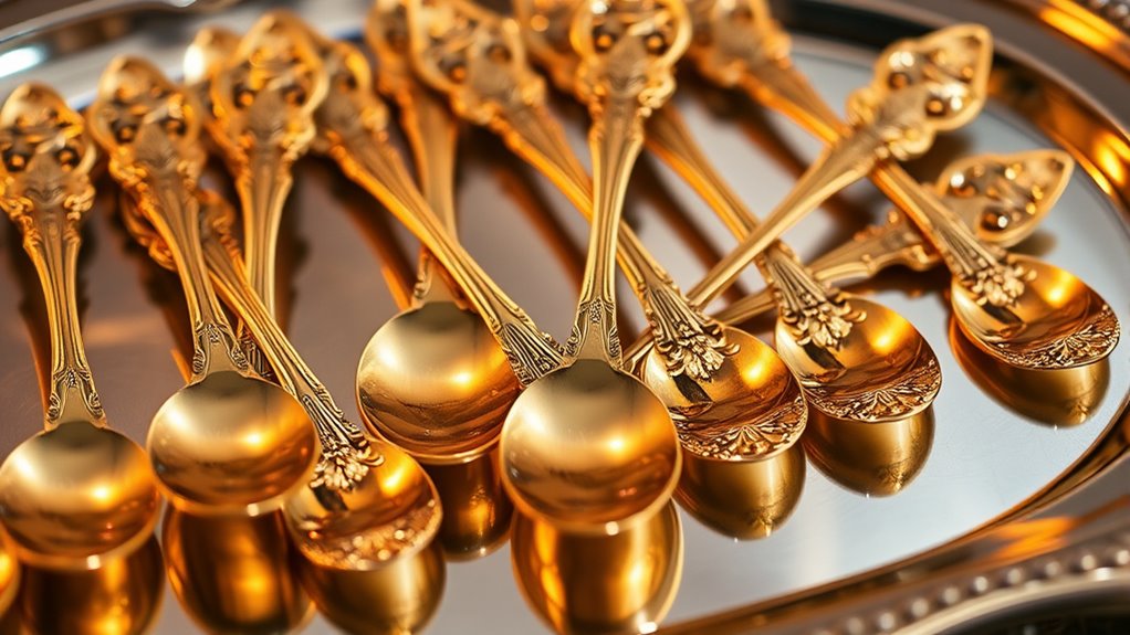 elegant gold plated teaspoon collections
