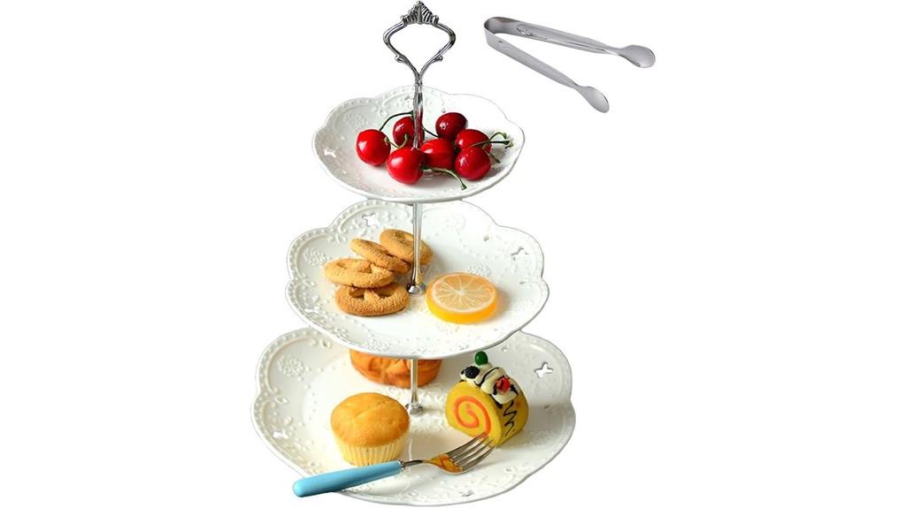 elegant three tier porcelain stand