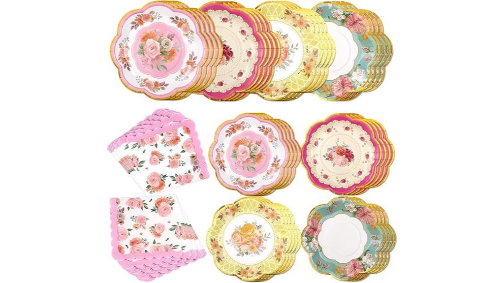 floral themed party tableware