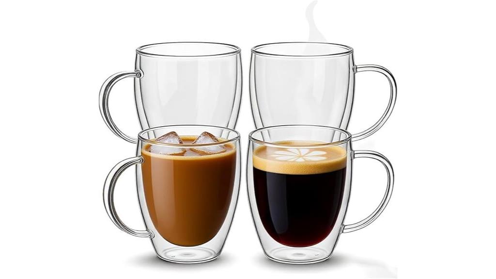 four double walled glasses