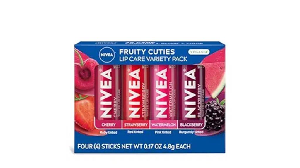 four fruity tinted lip balms