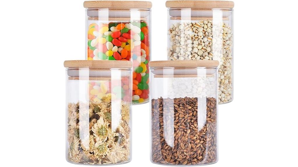glass jars with bamboo lids