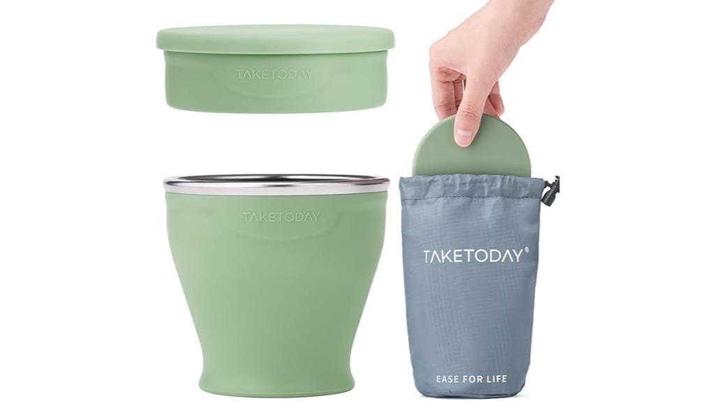 green collapsible travel cup
