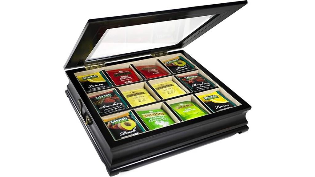 large 12 compartment tea storage