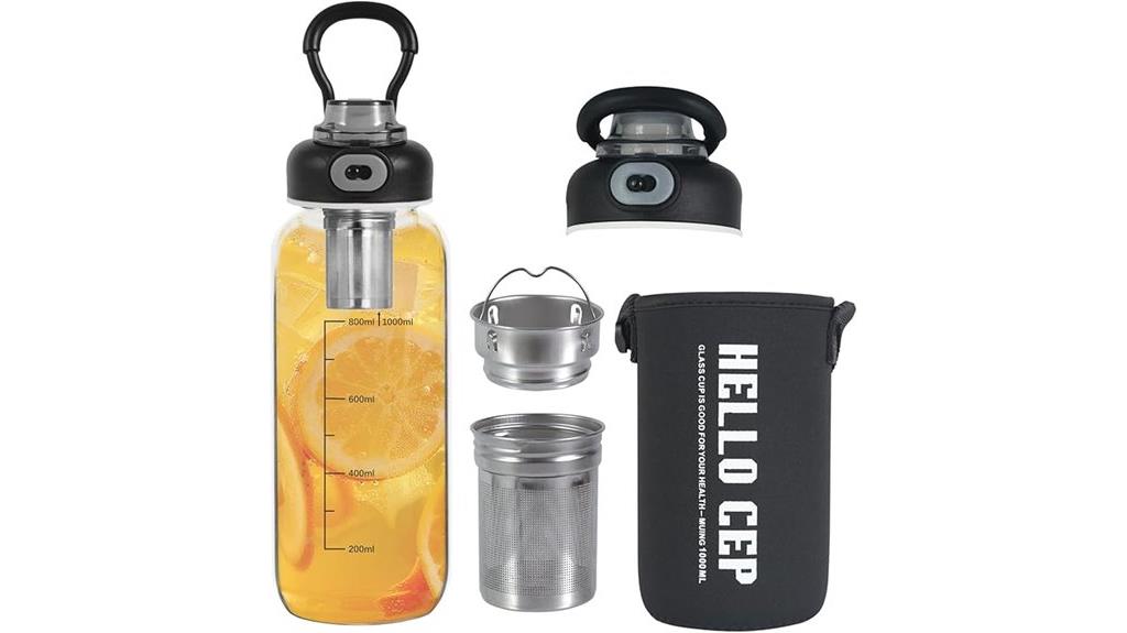 large glass bottle with strainer