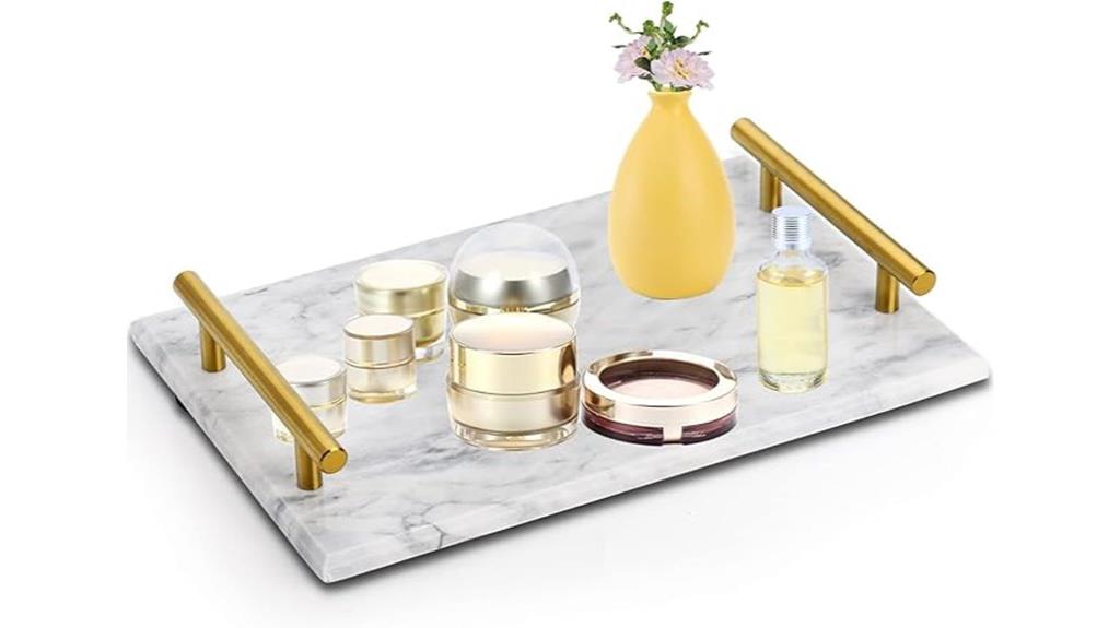 marble tray with gold handles