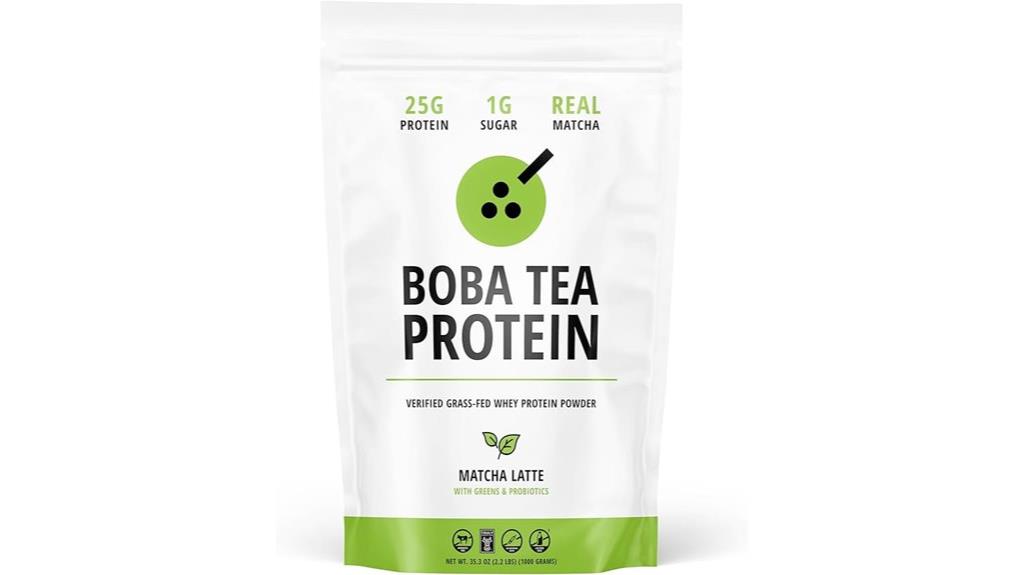 matcha boba protein latte