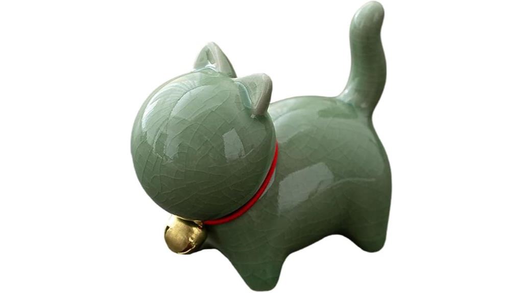miniature ceramic cat sculpture