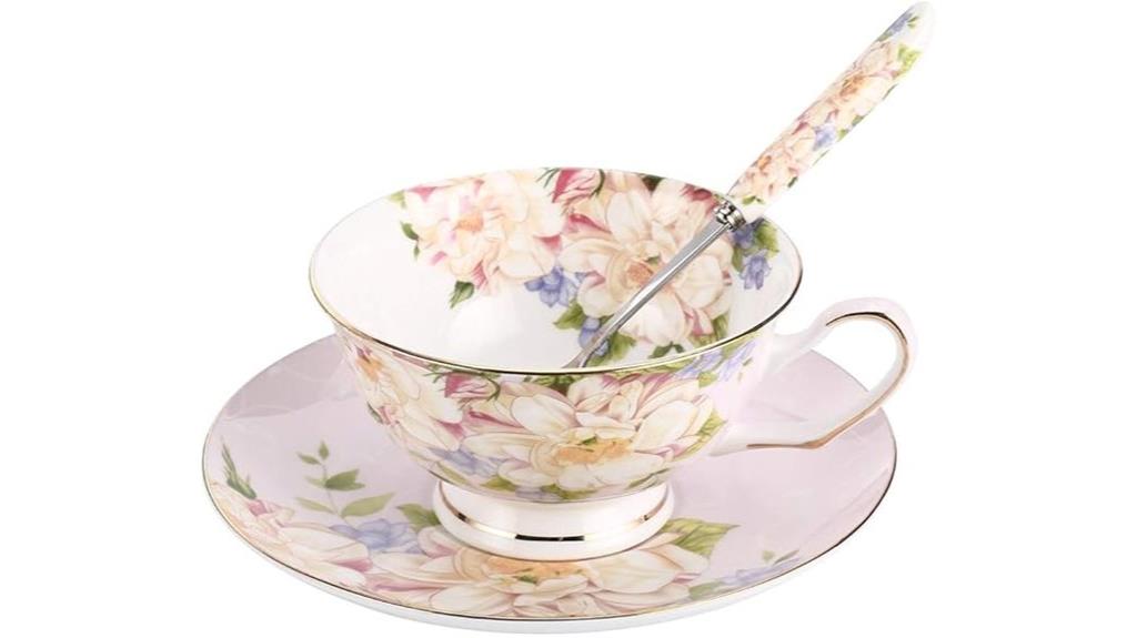 pink bone china tea set