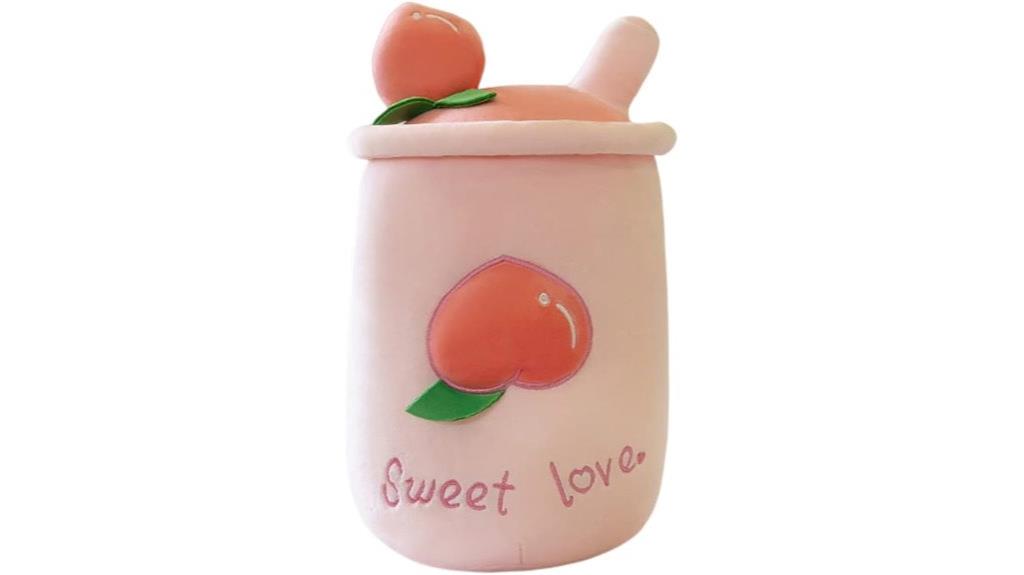 pink peach bubble tea plush
