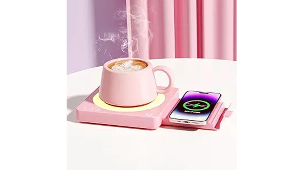 pink wireless mug warmer