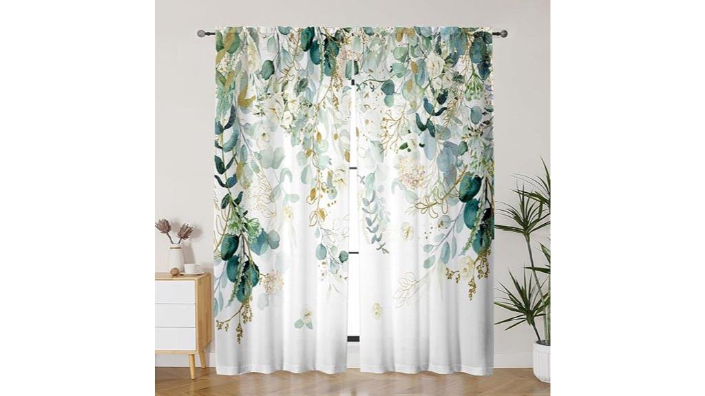 sage green leaf curtains