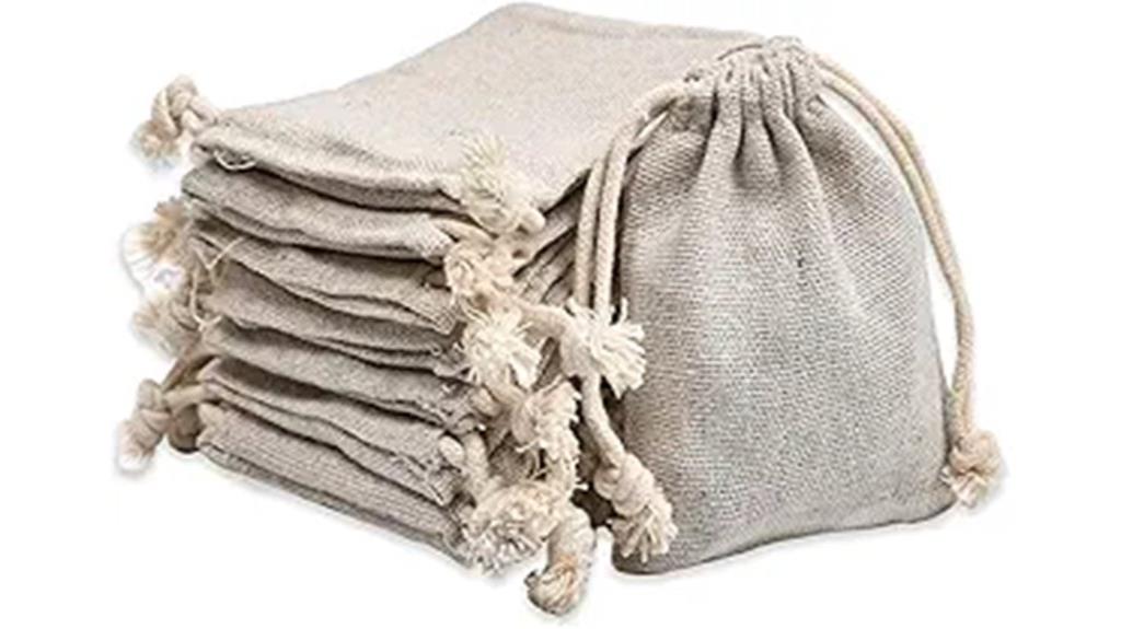 set of 100 canvas drawstring bags