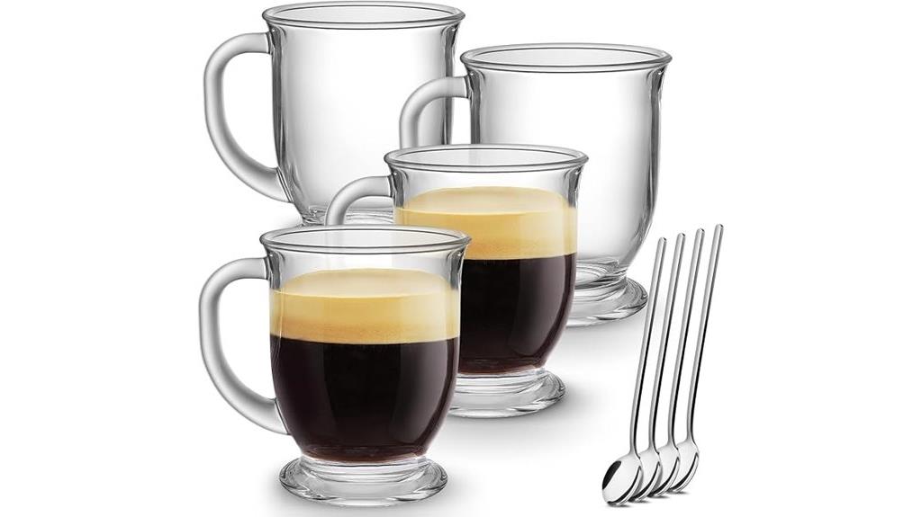 set of 4 clear mugs