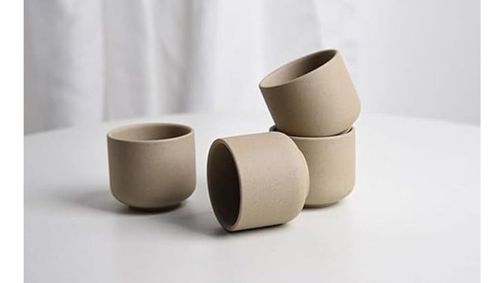 set of four ceramic teacups
