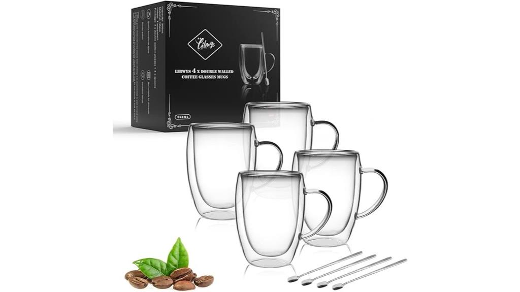 set of four double walled glasses