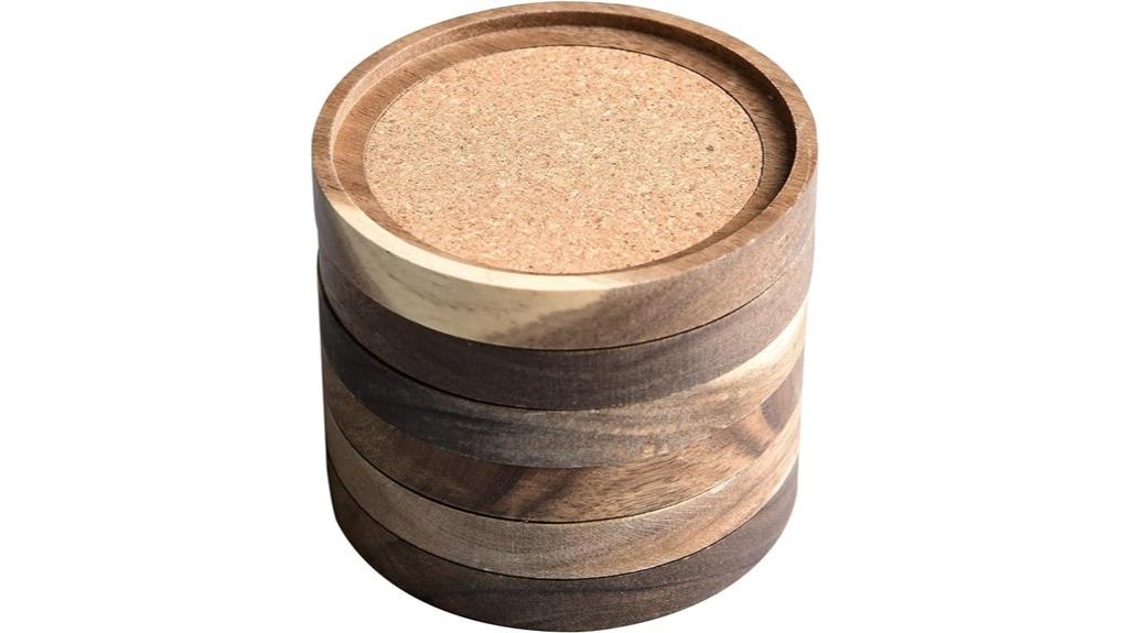 set of six acacia coasters