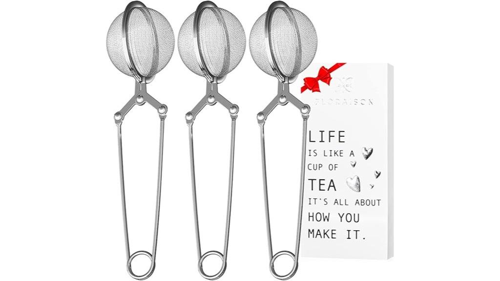 set of three tea strainers