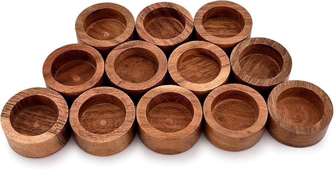 set of twelve acacia candle holders
