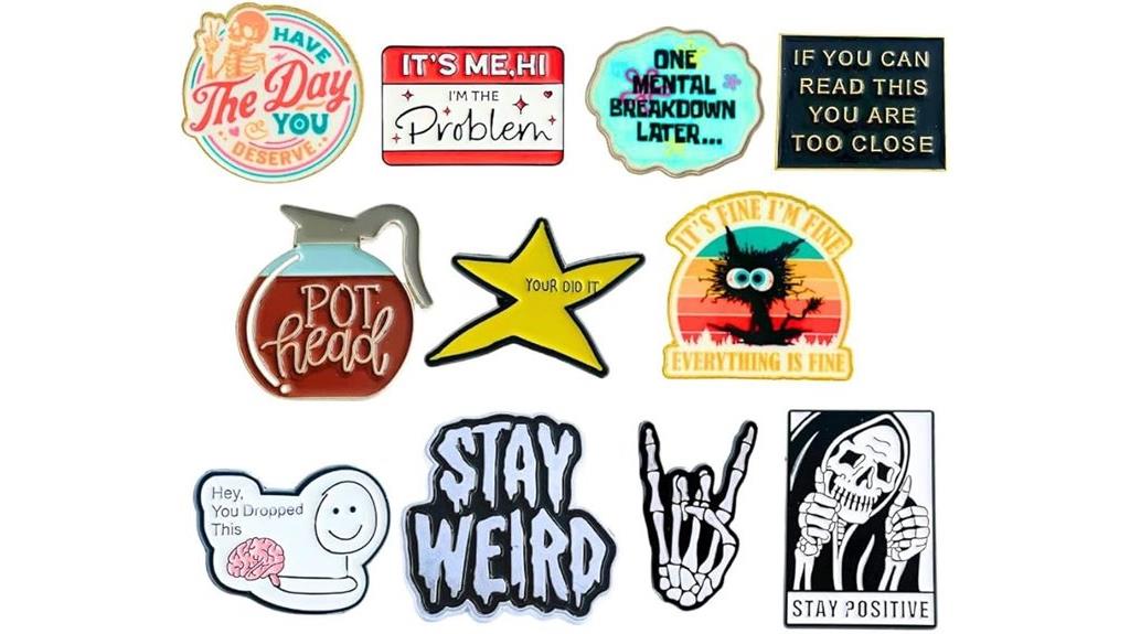 set of twelve enamel pins