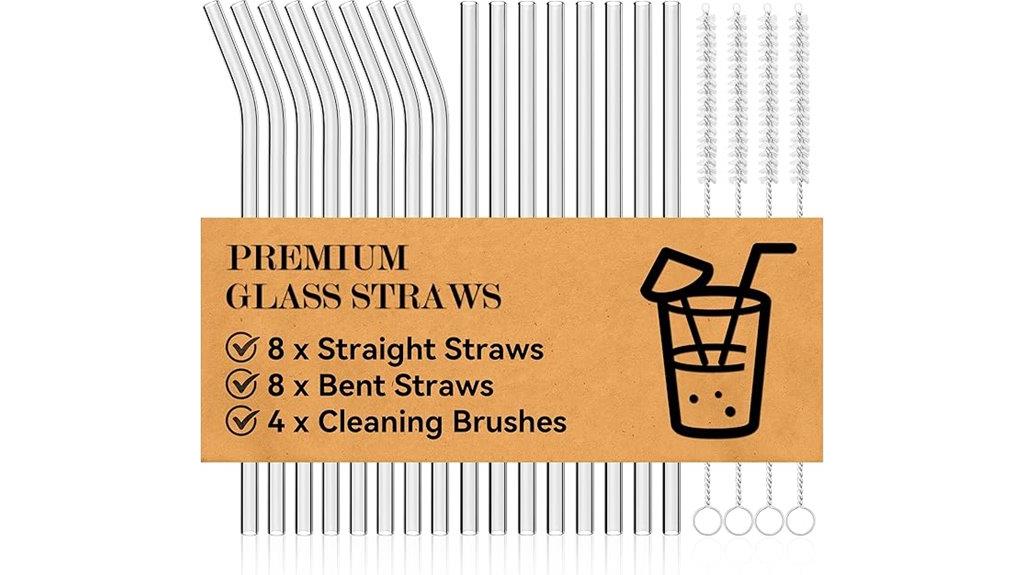 set of twenty glass straws