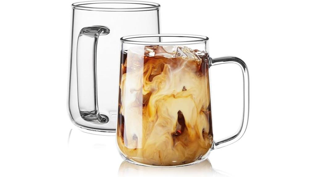 set of two 16 oz glass mugs