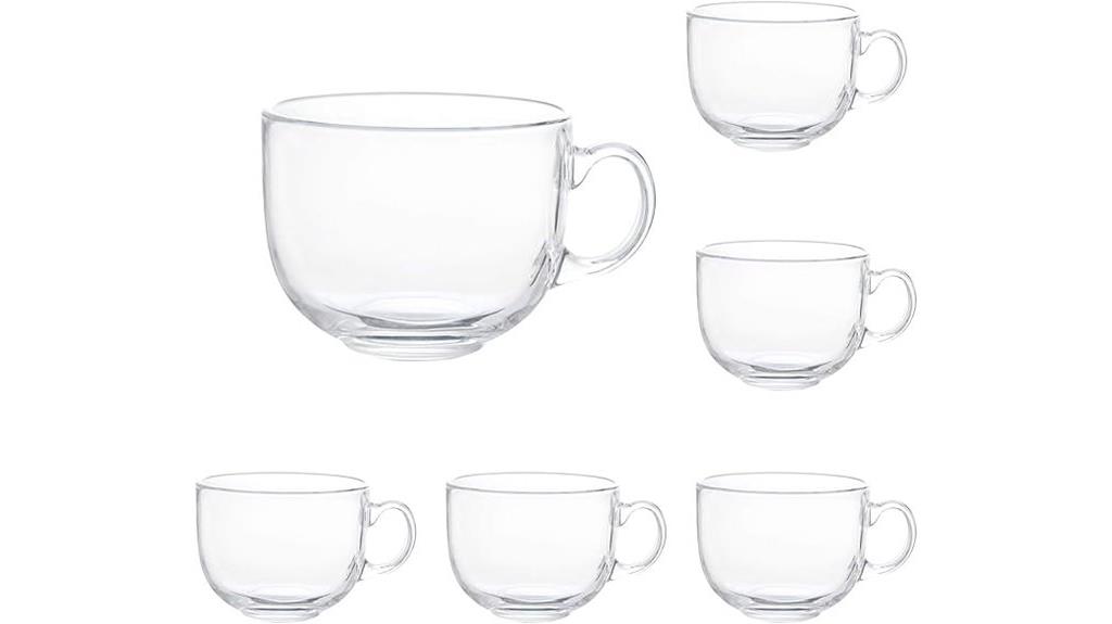 six 16oz handle mugs