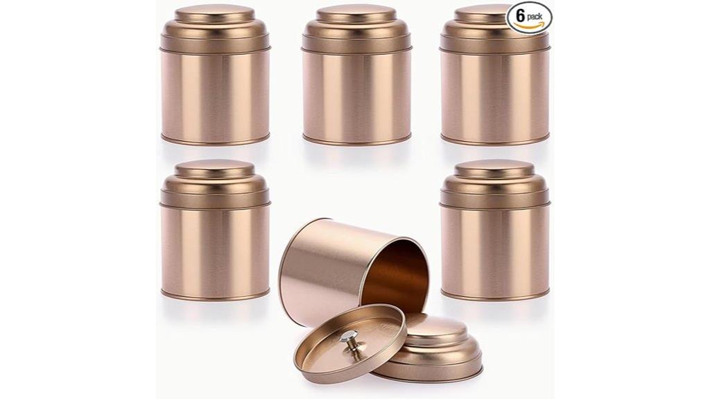 six airtight tea tins